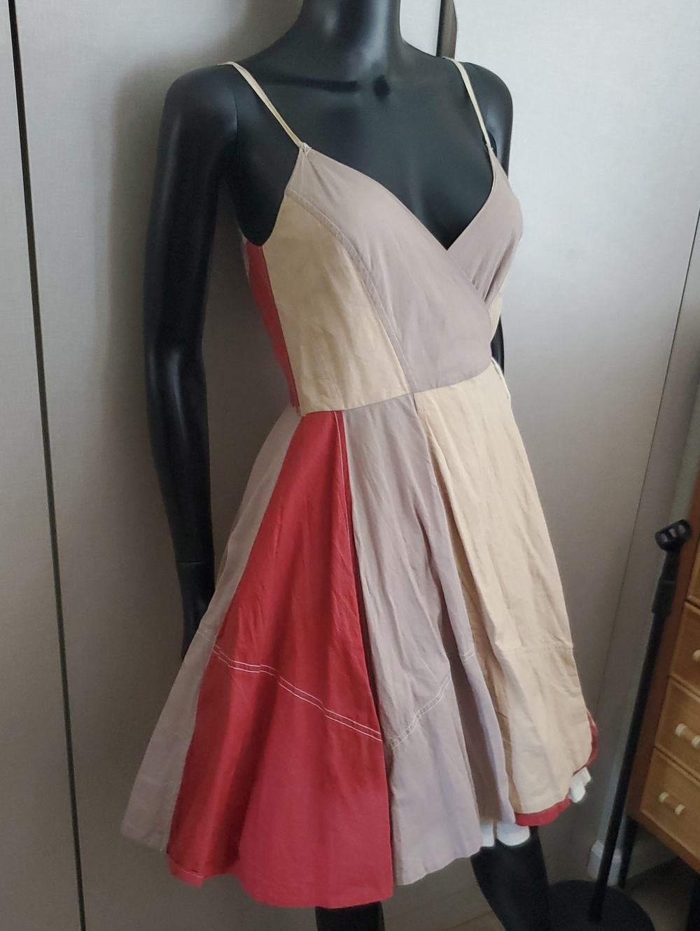 Rare Vintage All Saints Flag Dress Colorblock Wrap Midi Dress with Petticoat